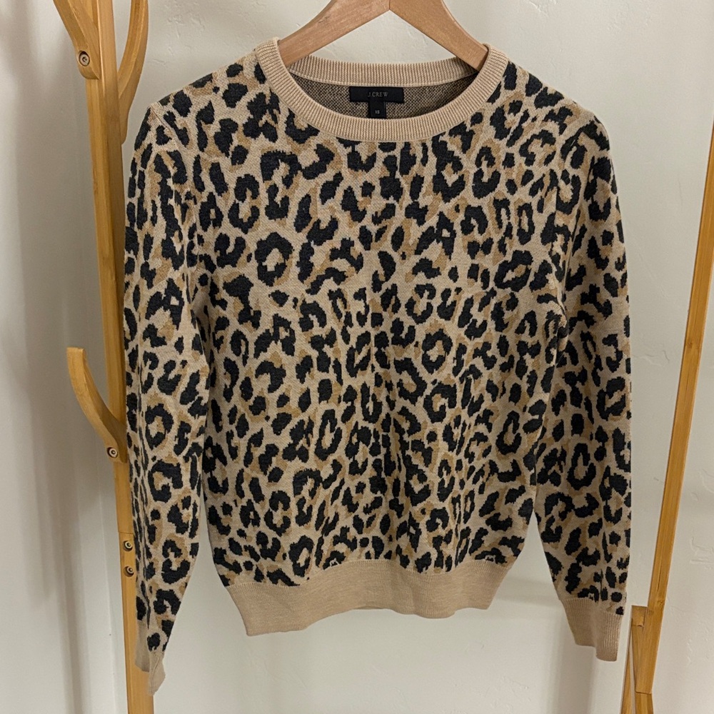 J. Crew Animal Print Sweater - Tan and Black